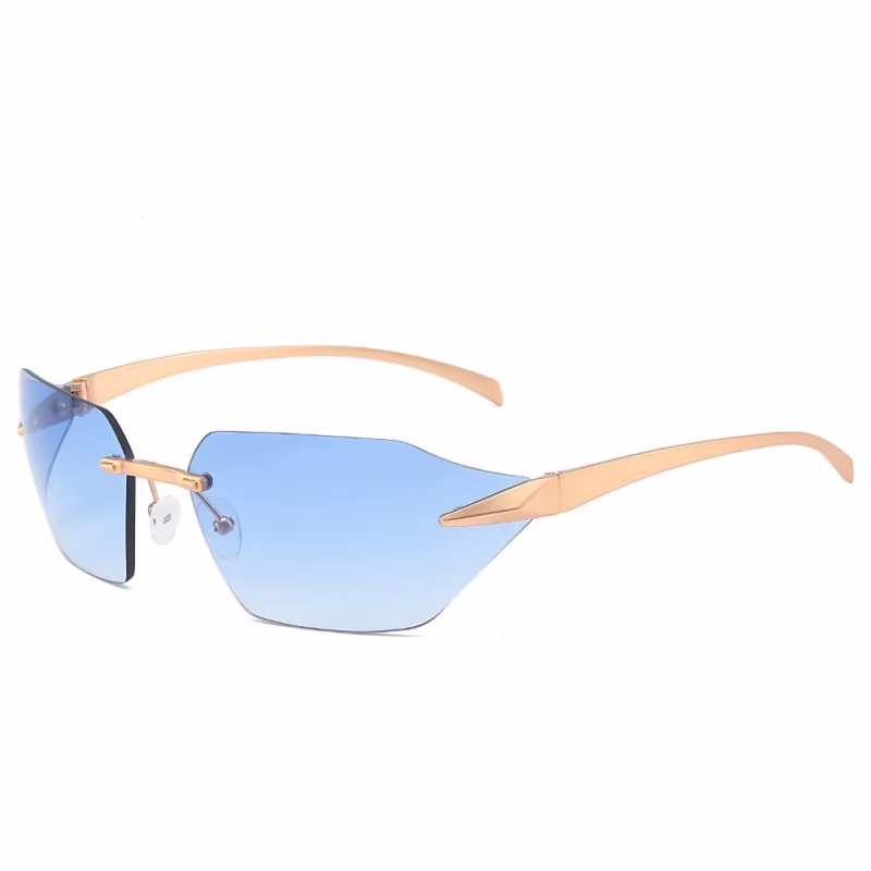 2023 cross-border new frameless sunglasses European and American personalised simple men's and women's bent-piece fashion trend sunglasses - Image 7