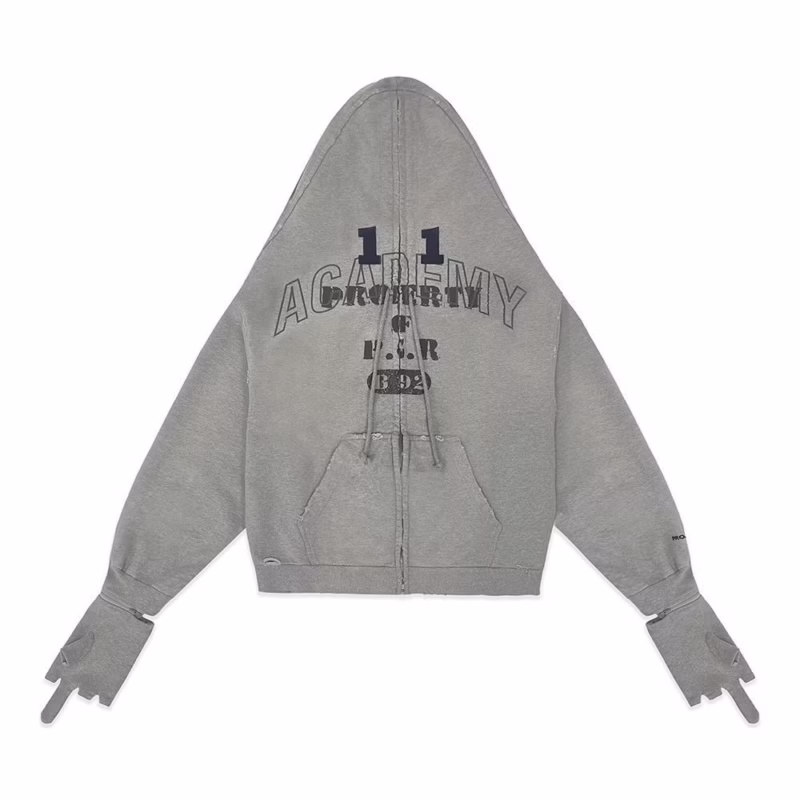 PROJECT G/R DISTRESSED BAND GLOVE ZIP-UP SWEATSHIRT OFFSET - Image 5