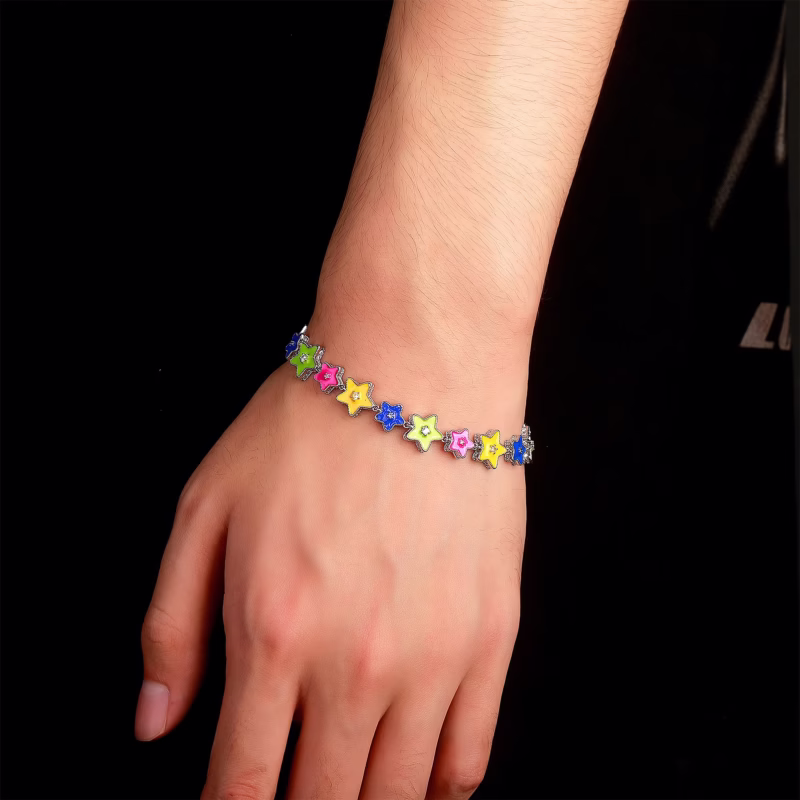 Jin'ao's new dopamine jewelry luminous dripping oil five-pointed star bracelet women's personalized hand jewelry ins niche design