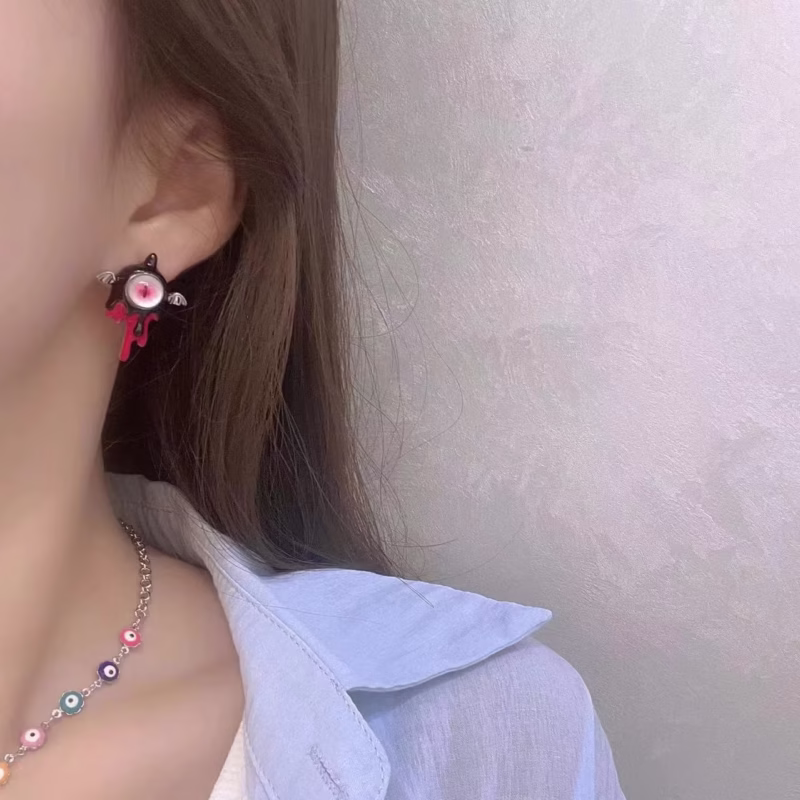 Personalized Color Eyes Clavicle Chain Earrings Women Bohemian Color Retro Devil Eye Women's Necklace Earrings - Image 9