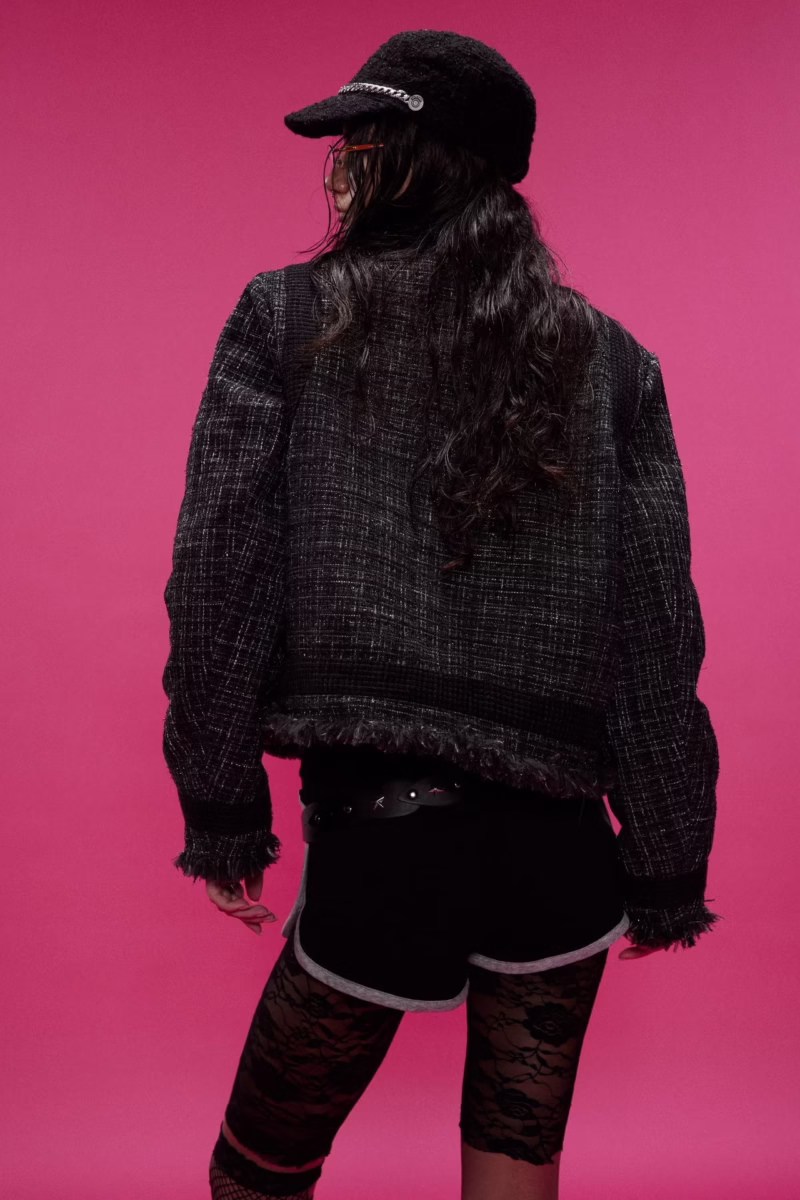 EON MODISH 2024 Winter New Product Real Shot American Street Trend High Street Tweed Jacket - Image 4