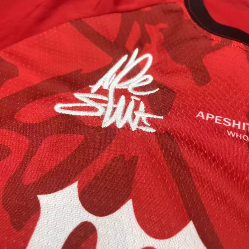 Apeshit jersey short sleeve t-shirt athleisure embroidery label European and American stars jersey hip hop rap street trend - Image 9