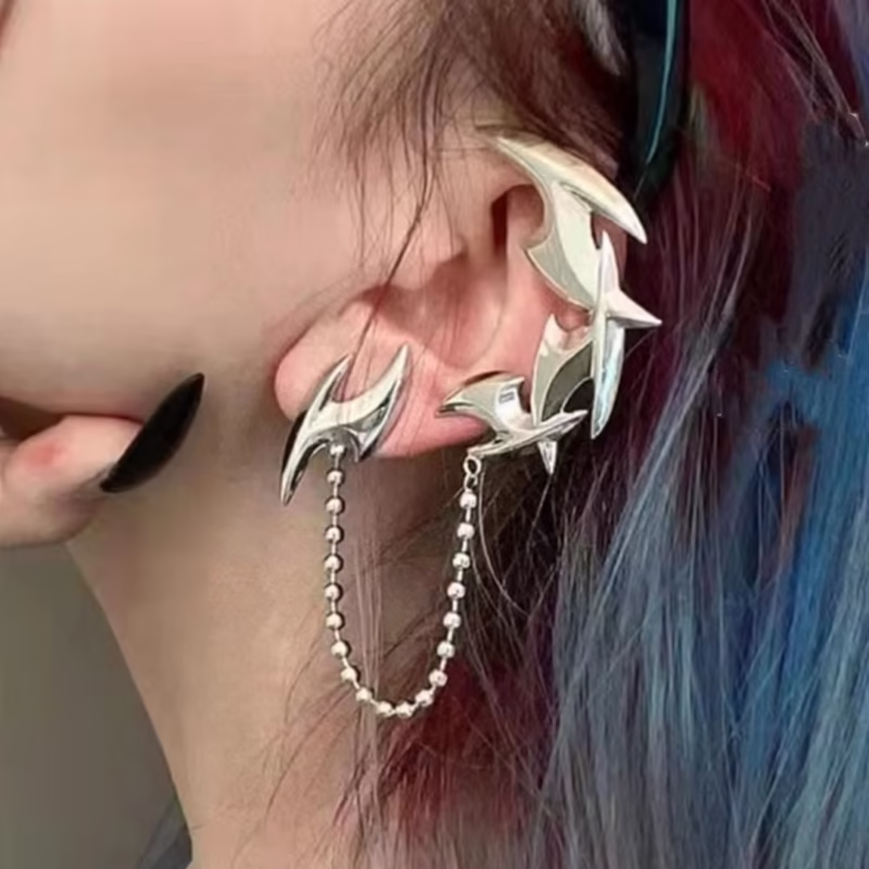 64 Japanese and Korean dart shape tassel ear hanging designer all-in-one ear clip ear bone clip women's studs no ear piercing earrings trend - Image 5
