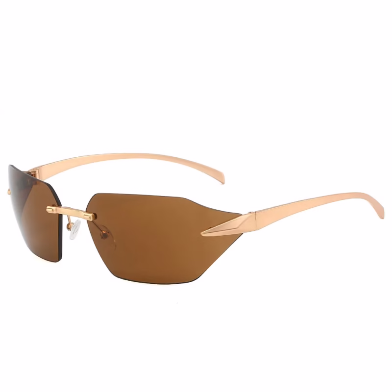 2023 cross-border new frameless sunglasses European and American personalised simple men's and women's bent-piece fashion trend sunglasses - Image 2