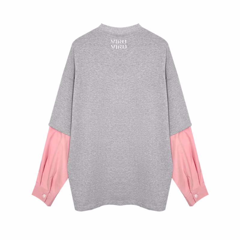 EONMODISH Men's Wear | 2024 Autumn New Product Real Shot American Street Trend Fake Two-piece Contrast Color Splicing Long-sleeved T-shirt - Image 4