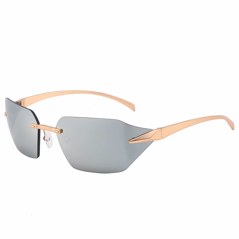 2023 cross-border new frameless sunglasses European and American personalised simple men's and women's bent-piece fashion trend sunglasses - Image 3