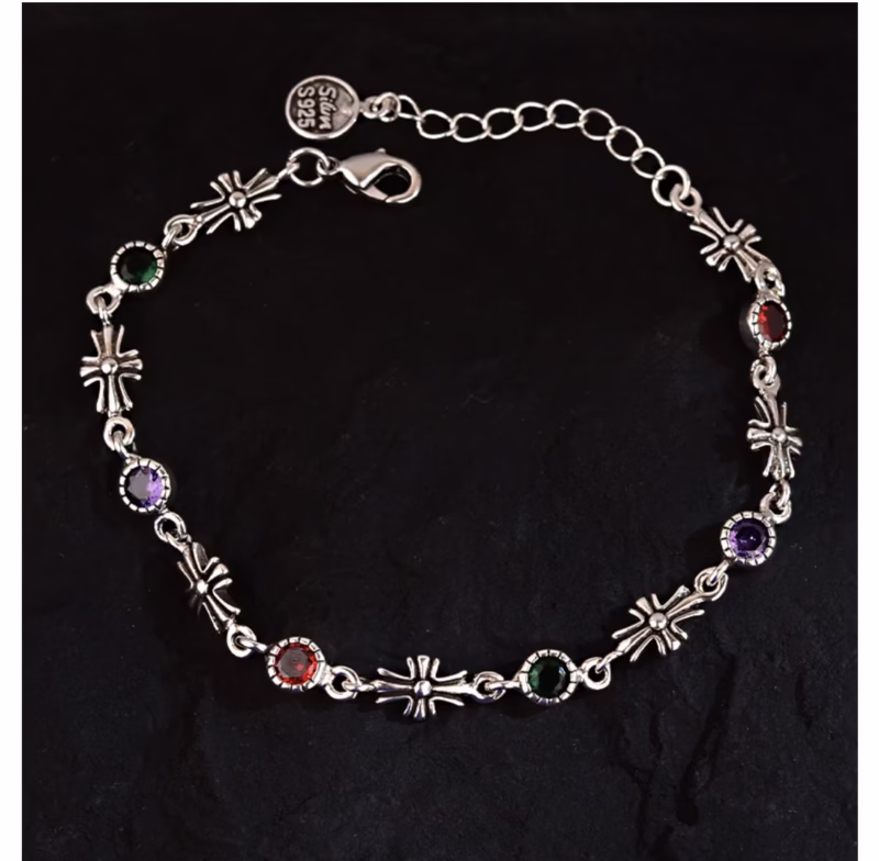 Cross-border popular color zircon cross bracelet girls niche design retro temperament trendy jewelry wholesale