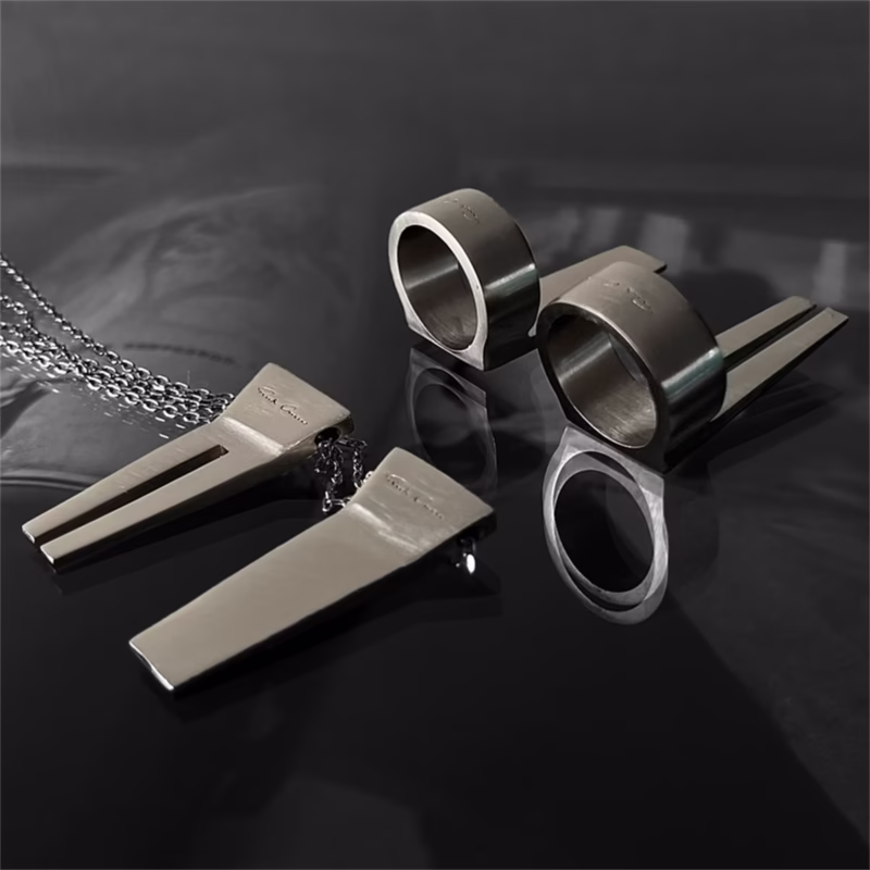 Dark RO style OPEN TRUNK ring for men and women, high quality silver closed brushed punk ring