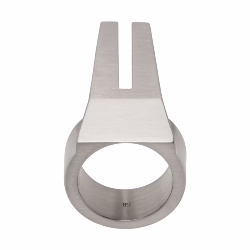 Dark RO style OPEN TRUNK ring for men and women, high quality silver closed brushed punk ring - Image 4
