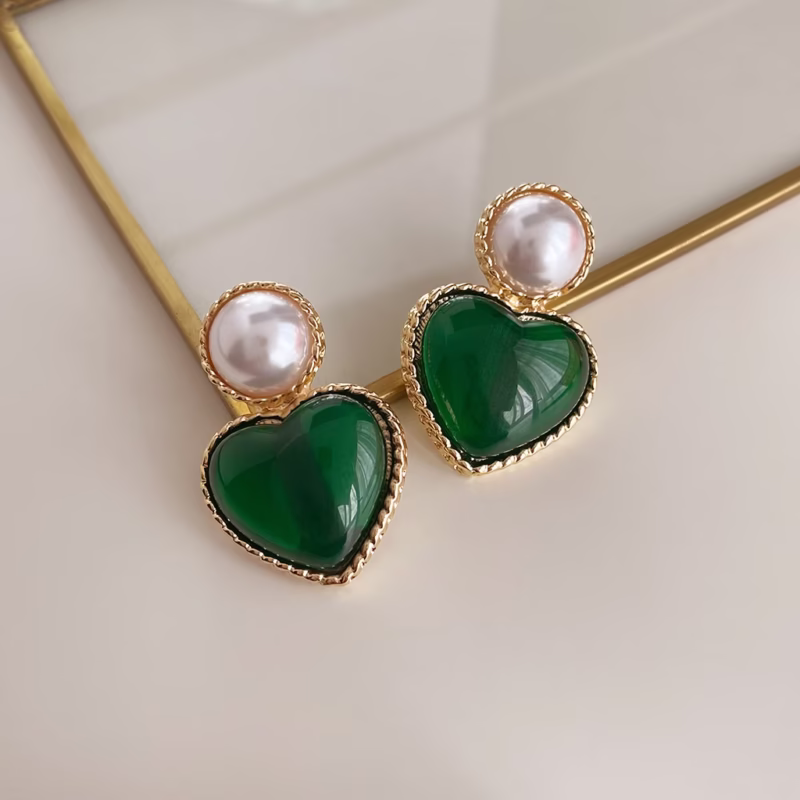 Retro vintage fashion oil drop earrings niche temperament mid-century style earrings personalized high-end Pearl earrings - Image 2