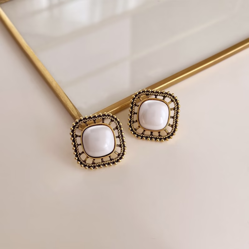 Retro vintage fashion oil drop earrings niche temperament mid-century style earrings personalized high-end Pearl earrings - Image 4