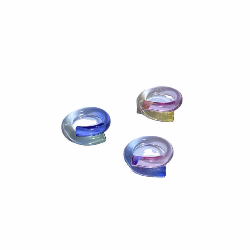 Dongguan peiqi klein gradient transparent acrylic bearings European and American exaggerated necklace combination personality choker - Image 2