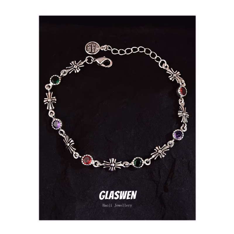 Cross-border popular color zircon cross bracelet girls niche design retro temperament trendy jewelry wholesale - Image 2