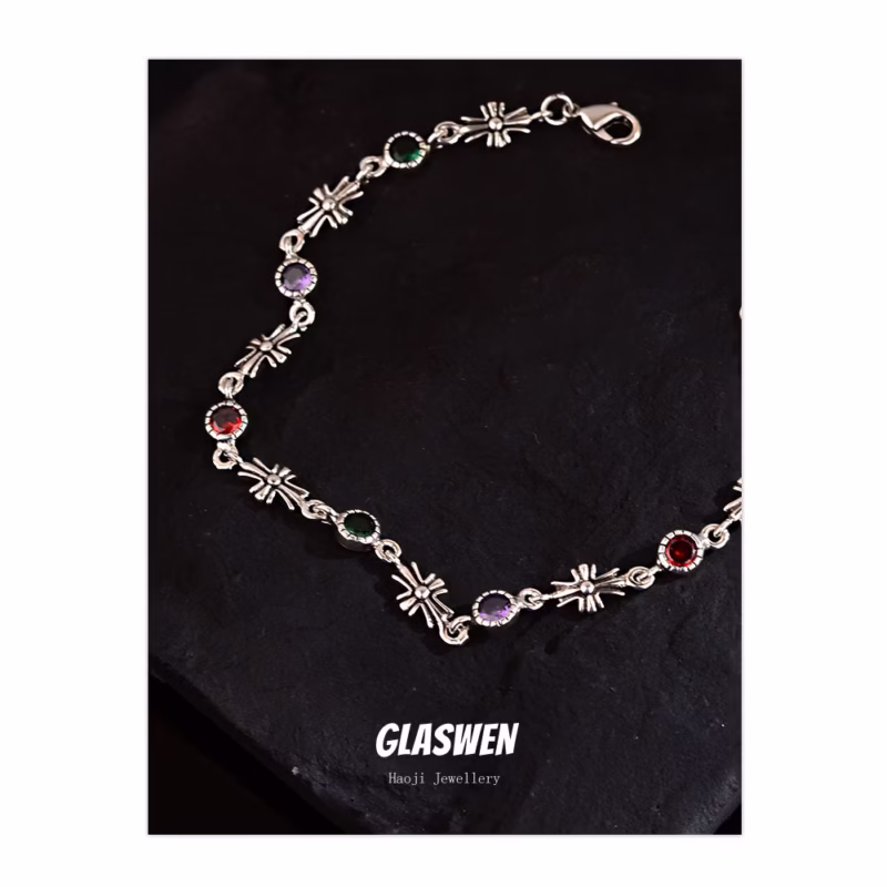 Cross-border popular color zircon cross bracelet girls niche design retro temperament trendy jewelry wholesale - Image 4