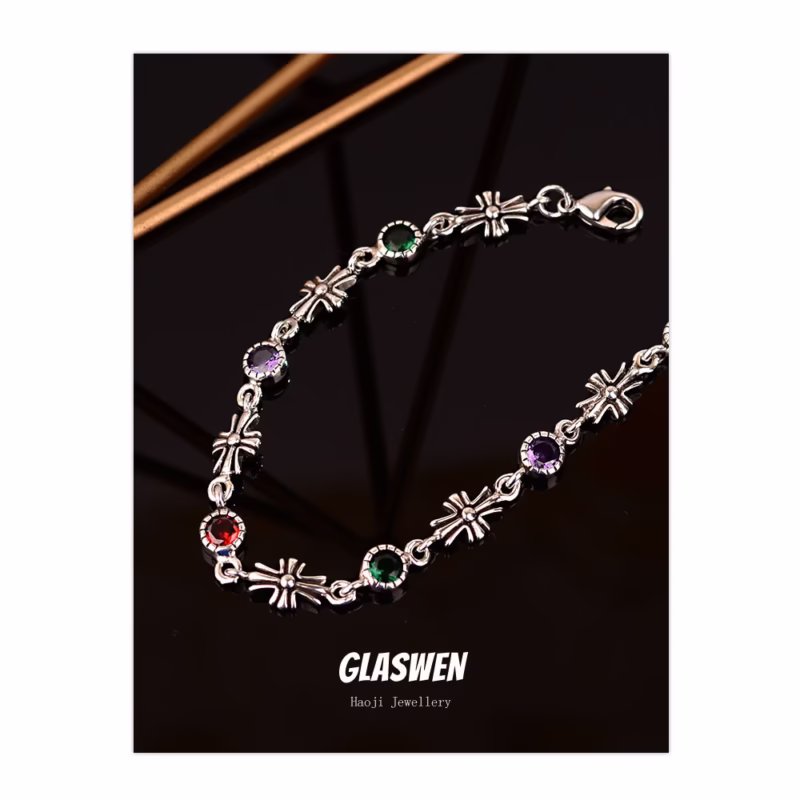 Cross-border popular color zircon cross bracelet girls niche design retro temperament trendy jewelry wholesale - Image 5