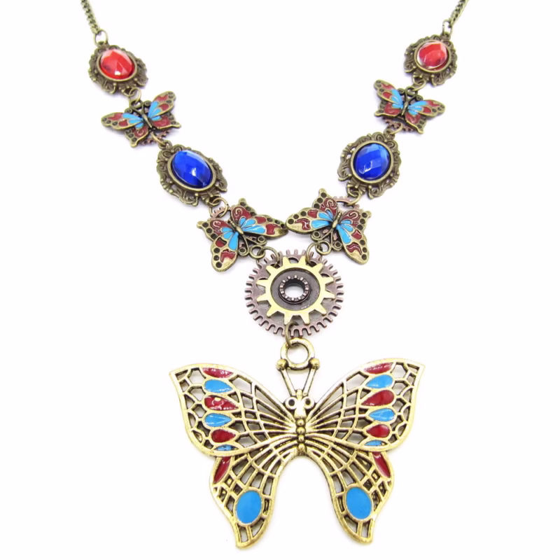 Cross-border European and American jewelry, exquisite colorful butterfly acrylic diamond women’s pendant necklace clothing accessories in stock - Image 4