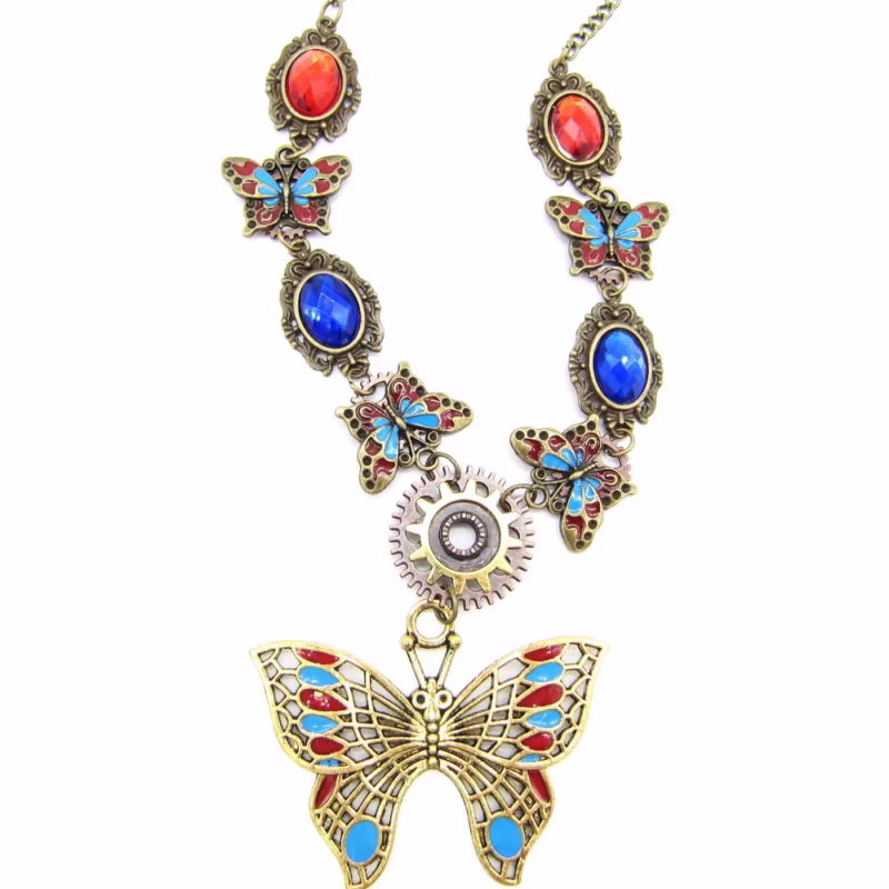 Cross-border European and American jewelry, exquisite colorful butterfly acrylic diamond women’s pendant necklace clothing accessories in stock - Image 2