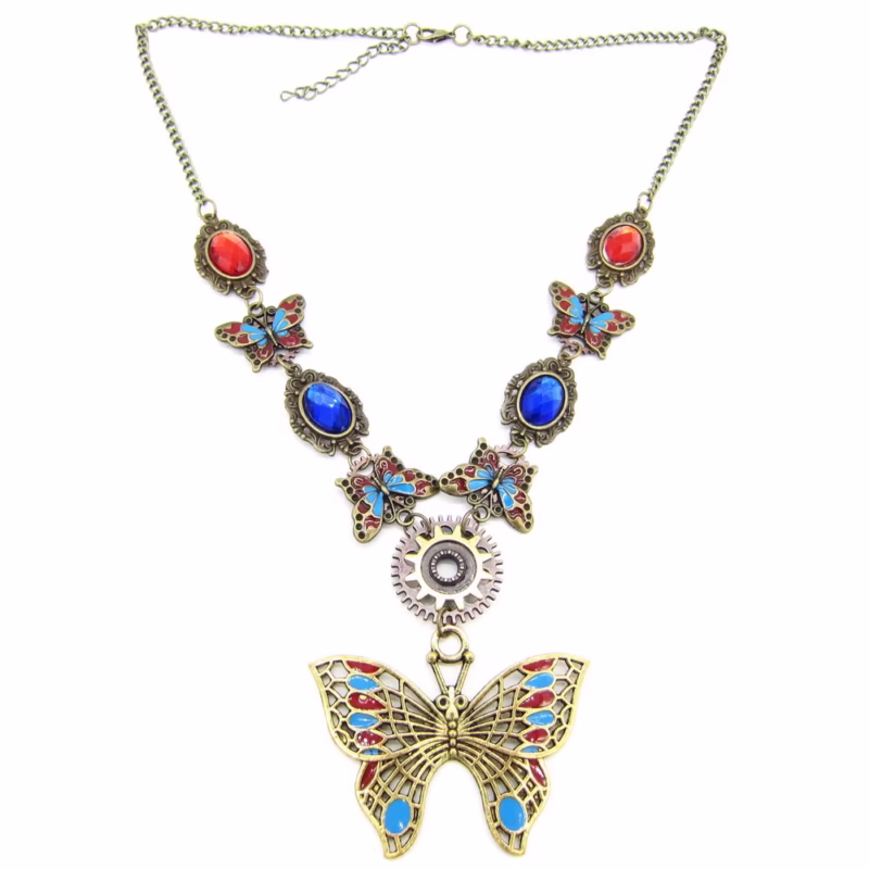 Cross-border European and American jewelry, exquisite colorful butterfly acrylic diamond women’s pendant necklace clothing accessories in stock - Image 3