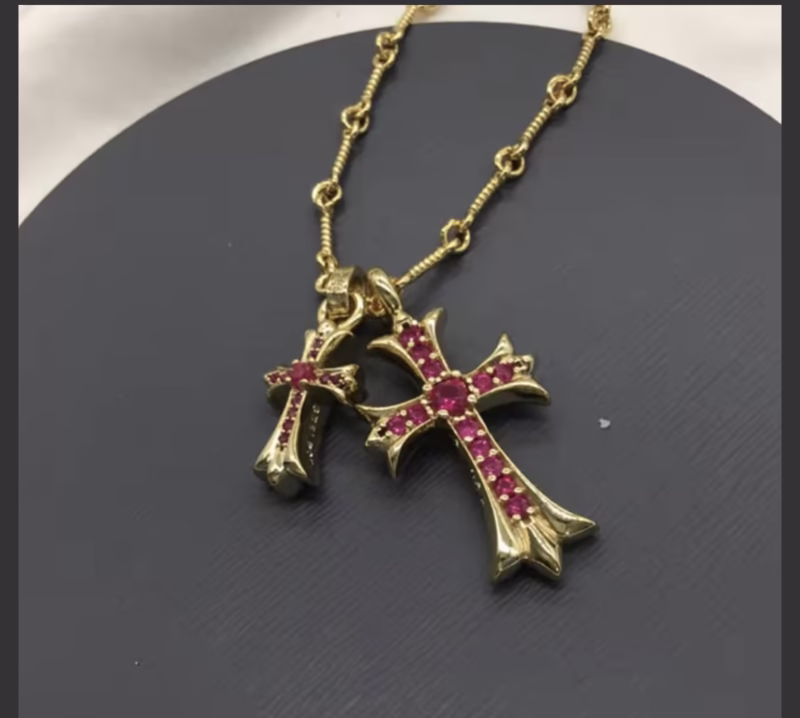 `Crowe's new double cross diamond necklace Sydney same style jewelry couple's day bamboo chain factory wholesale - Image 8