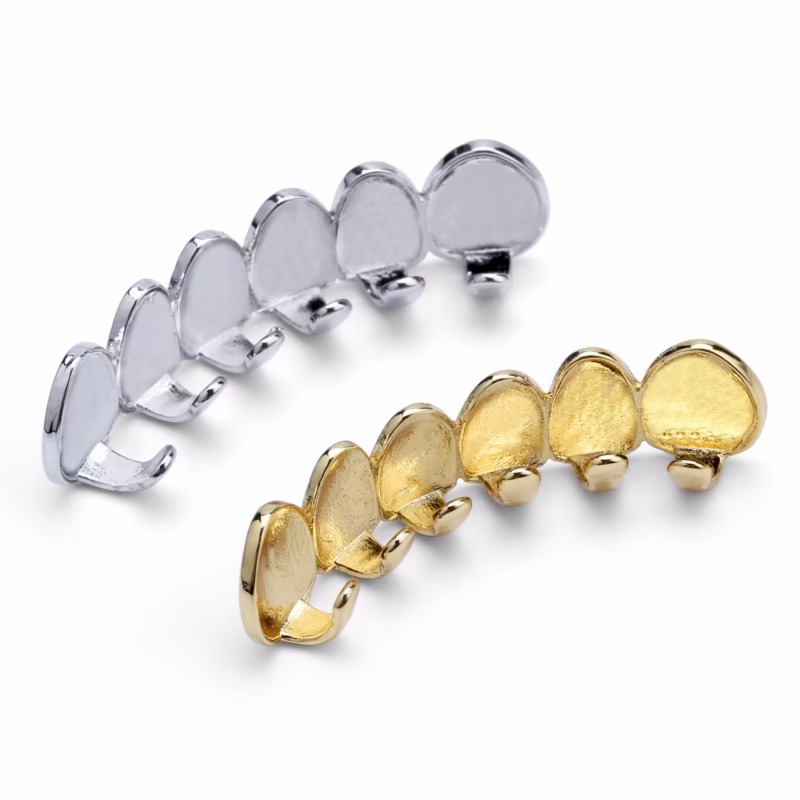 Cross-border European and American personality hip-hop single-row gold braces Teeth Grills gold-plated colorful shiny oil spraying lower teeth - Image 8