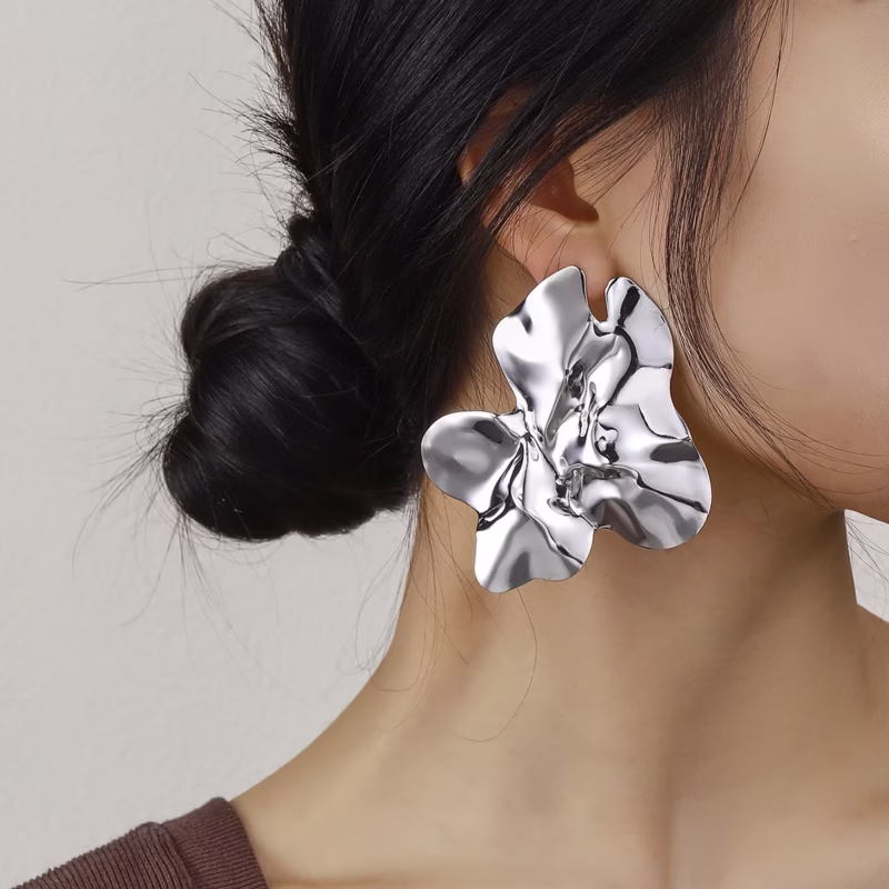Exaggerated cross-border European and American liquid metal sweet and cool niche irregular design personality cold style earrings - Image 7