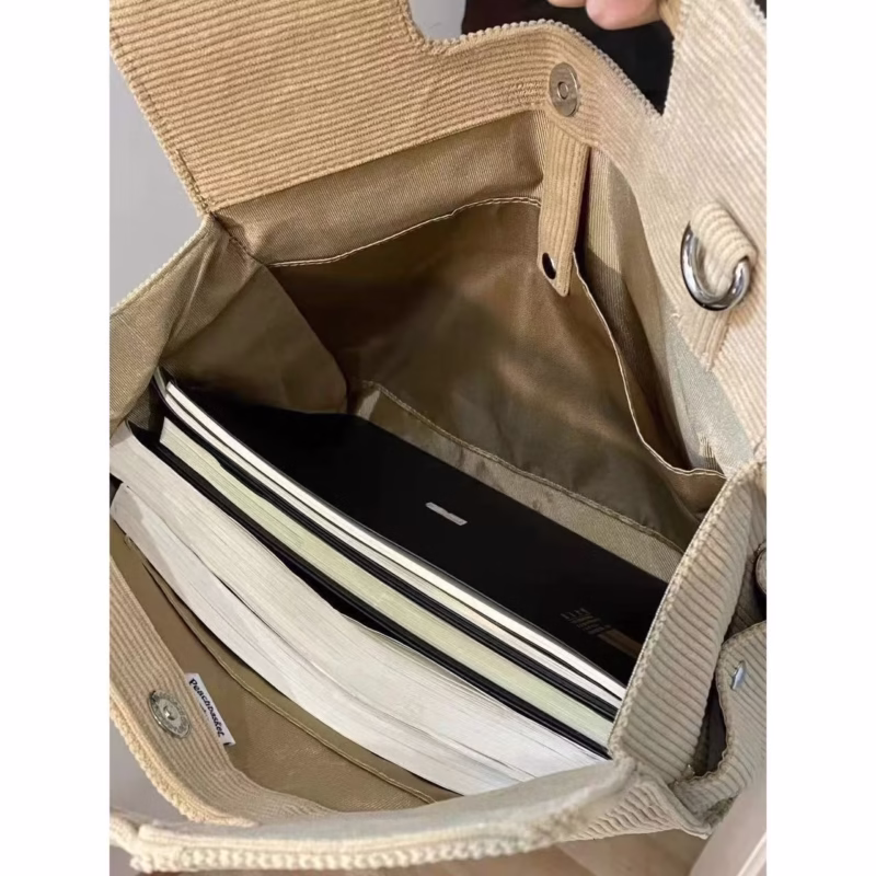 2023 winter new corduroy multi-compartment tote bag women's large-capacity class college students diagonal bag tide bag - Image 4