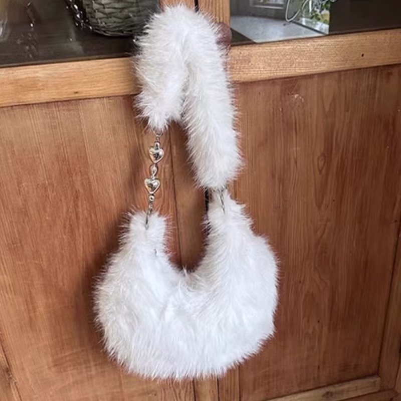 Autumn and winter new plush niche design bag cute cheese-colored fur dumpling bag one-shoulder handbag cross-body bag female - Image 4