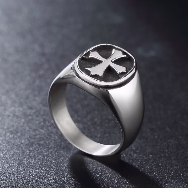 R0861-NK04 Stainless Steel Ring European and American Style Punk Retro Cross Men's Titanium Steel Ring - Image 4