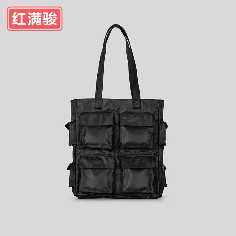 New workwear style tote bag men's and women's same large-capacity nylon shoulder bag multi-function pocket handbag - Image 5