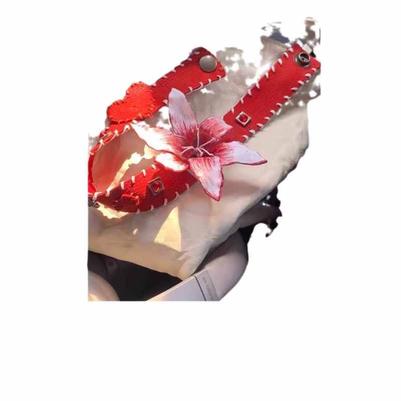 Wear more, you are the lily, the candle of the soul" 3D printing pure handmade dual-use Chocker red and white - Image 2