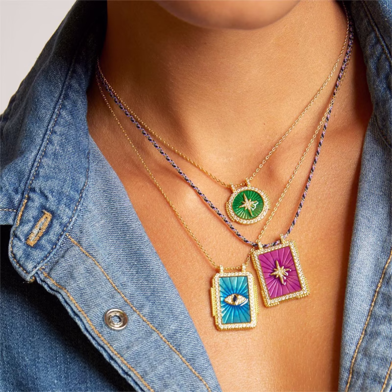 Bohemian style generous card tarot card necklace female sun moon devil's eye necklace love long necklace hair - Image 7