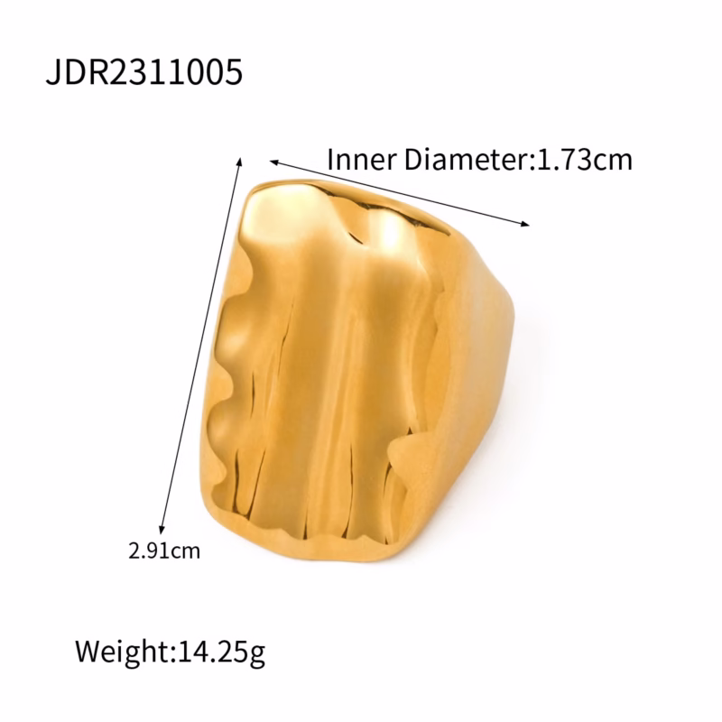 Cross-border Internet celebrity trend 18K gold stainless steel glass ring European and American fashion high-end colourless women's accessories wholesale - Image 6