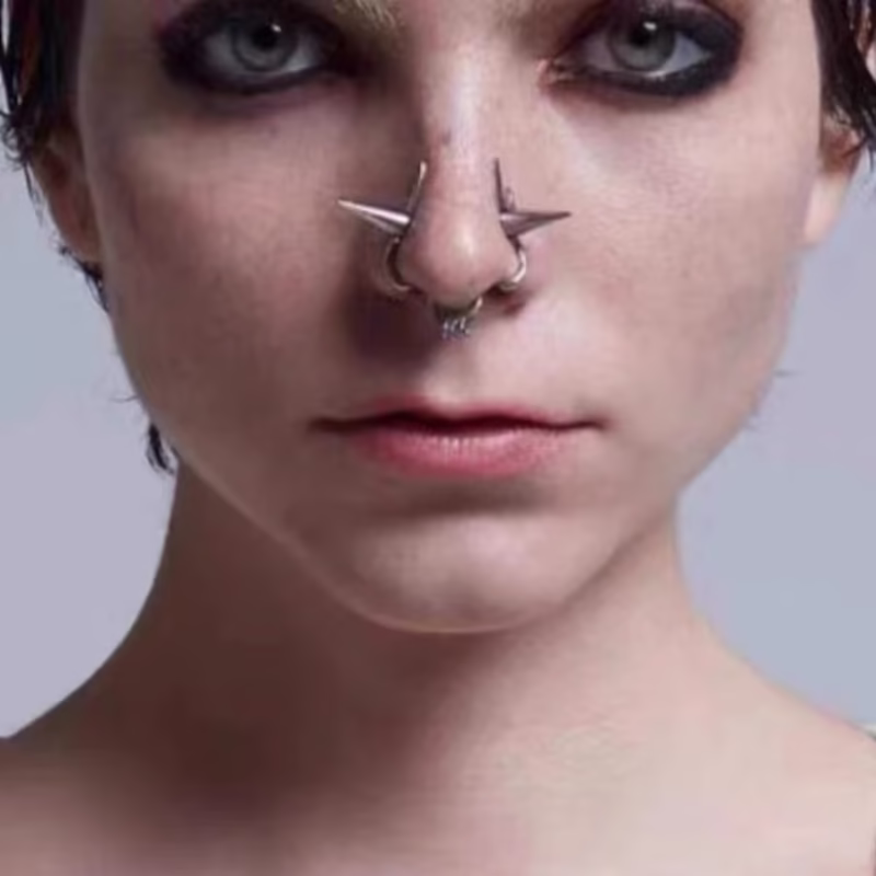 European and American punk style dark hole-free niche design in cold wind nose ring can wear nose ornaments without punching holes - Image 4