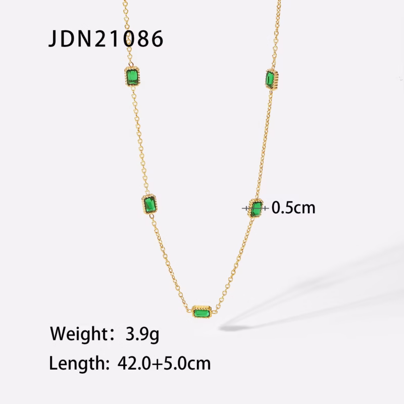 EUROPEAN AND AMERICAN NEW HOT-SELLING 18K GOLD-PLATED STAINLESS STEEL NECKLACE INLAID TICKSTONE BEAD NECKLACE INS INTERNET CELEBRITY JEWELRY WOMEN'S - Image 3