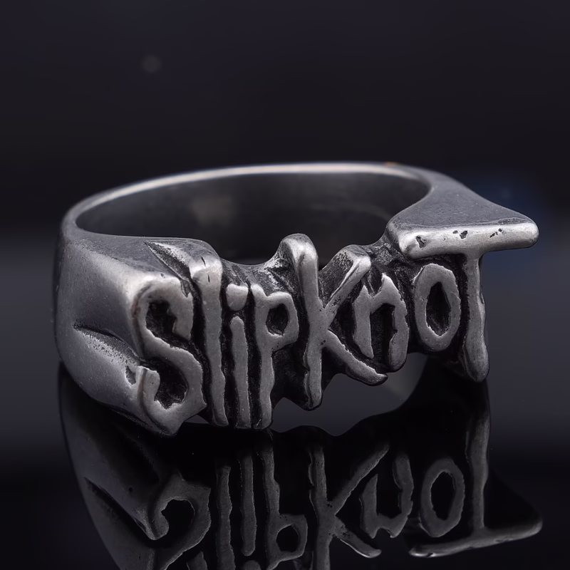 Amazon sells European and American hot-selling punk locomotive fashion men's SLIPKNOT English stainless steel ring - Image 3