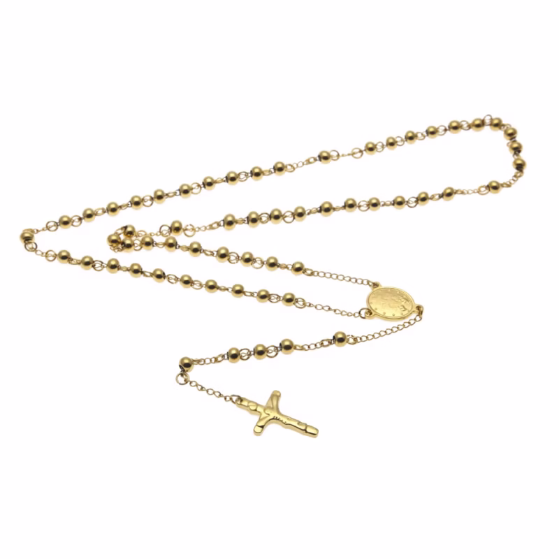 Cross-border supply European and American men's beaded chain 6mm HipHop Rosary stainless steel rosary necklace - Image 6