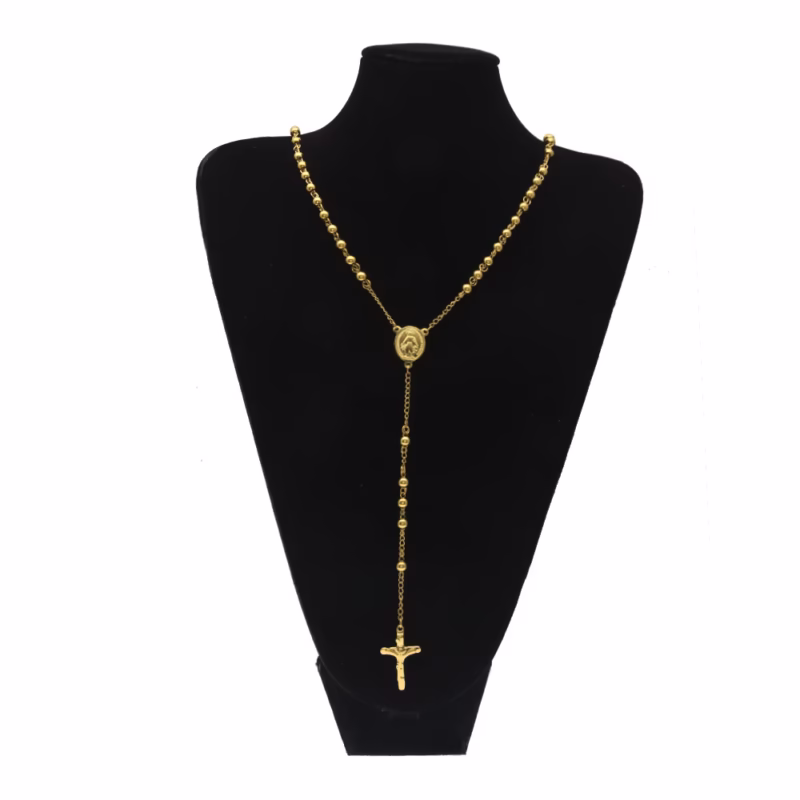 Cross-border supply European and American men's beaded chain 6mm HipHop Rosary stainless steel rosary necklace