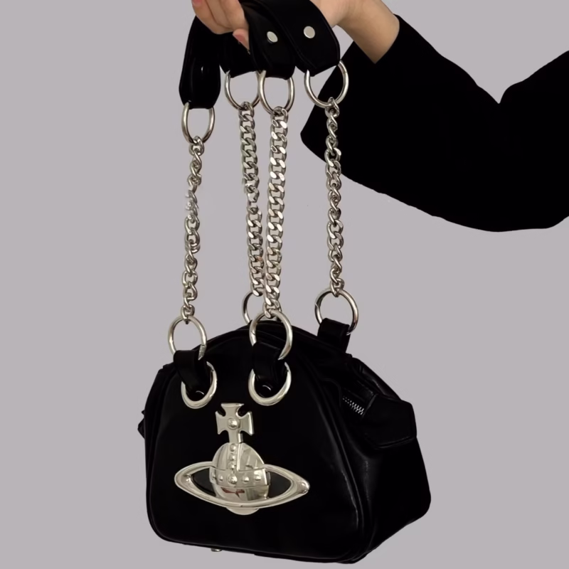 Western Empress Dowager Saturn Bowling Bag Punk Hot Girl One-shoulder Armpit Bag Niche Women's Bag 2023 New Chain Bag - Image 7