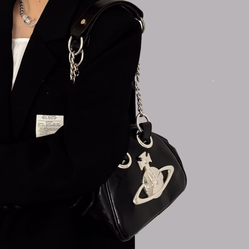 Western Empress Dowager Saturn Bowling Bag Punk Hot Girl One-shoulder Armpit Bag Niche Women's Bag 2023 New Chain Bag - Image 6