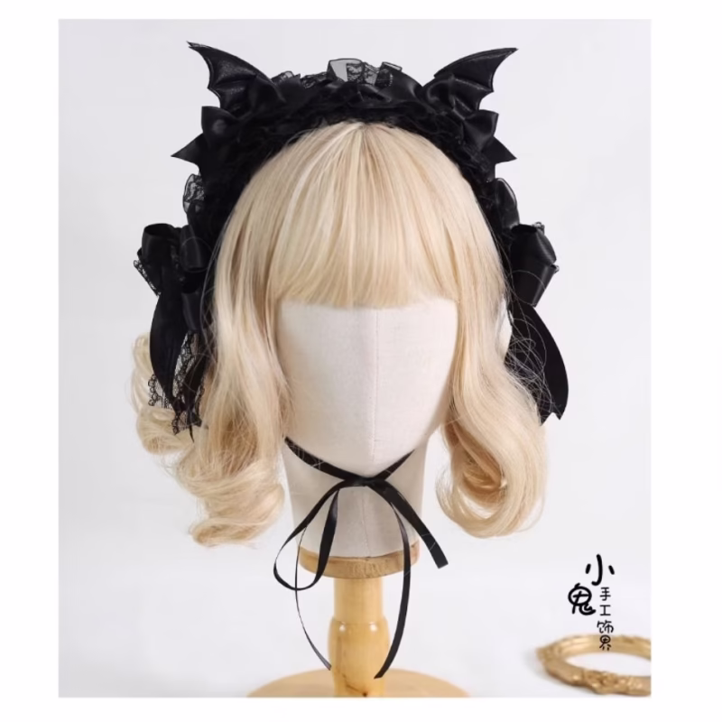 Original dark lolita Gothic wings devil hair band hair clip Halloween headdress bow hair ornament Lolita - Image 2