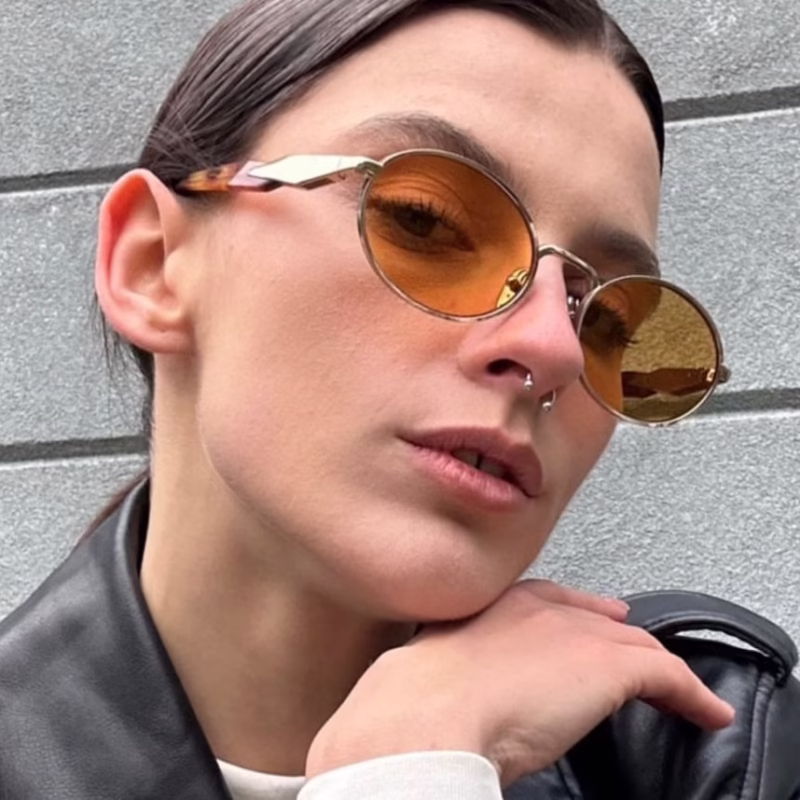Oval metal sunglasses 2024 new European and American sunglasses fashion retro street photography luxury sunglasses women - Image 2
