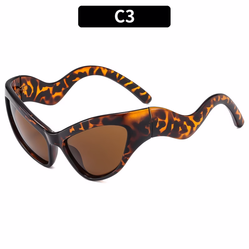 Fashion wavy cat-eye personalised sunglasses cross-border European and American trend ins Internet celebrity sunglasses sunscreen cool sunglasses - Image 3