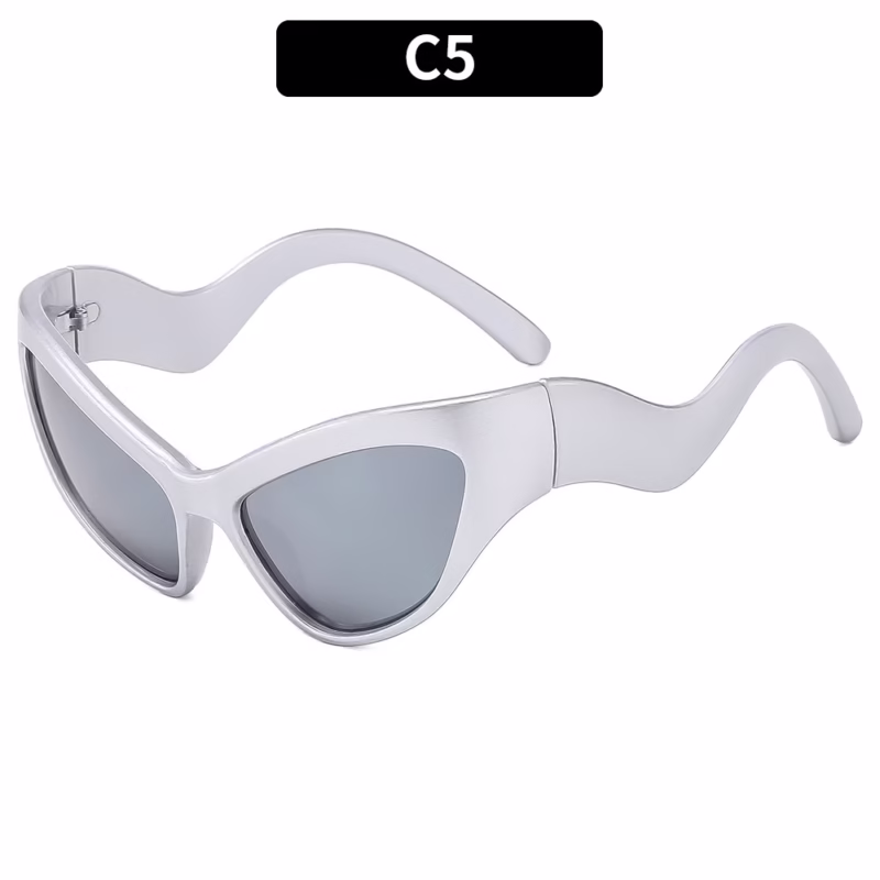 Fashion wavy cat-eye personalised sunglasses cross-border European and American trend ins Internet celebrity sunglasses sunscreen cool sunglasses - Image 5