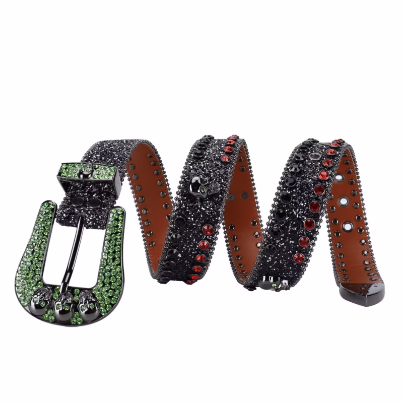 European and American fashion Baita rhinestone belt men's handmade hip-hop punk personality street jeans belt decoration - Image 3