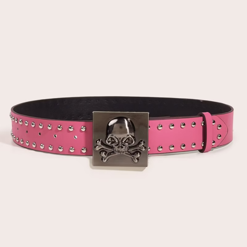 New trend belt personality skull youth belt punk willow nail buckle casual pants belt spot wholesale - Image 5