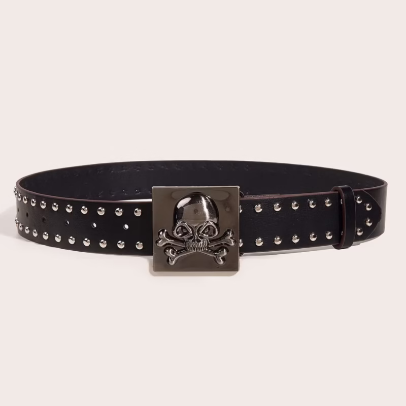 New trend belt personality skull youth belt punk willow nail buckle casual pants belt spot wholesale - Image 2