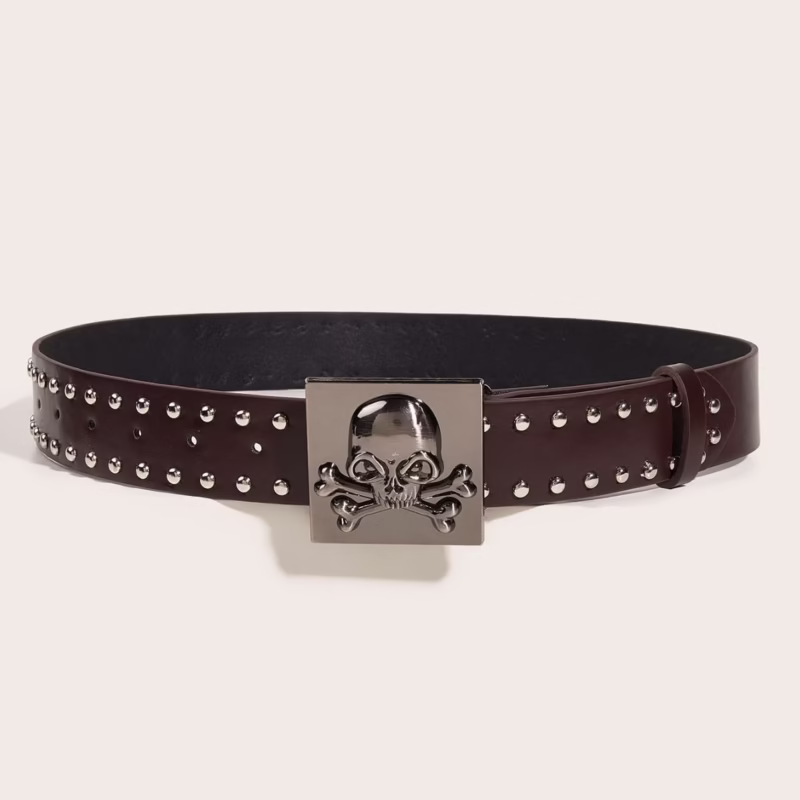 New trend belt personality skull youth belt punk willow nail buckle casual pants belt spot wholesale - Image 3