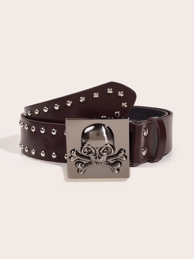 New trend belt personality skull youth belt punk willow nail buckle casual pants belt spot wholesale - Image 6