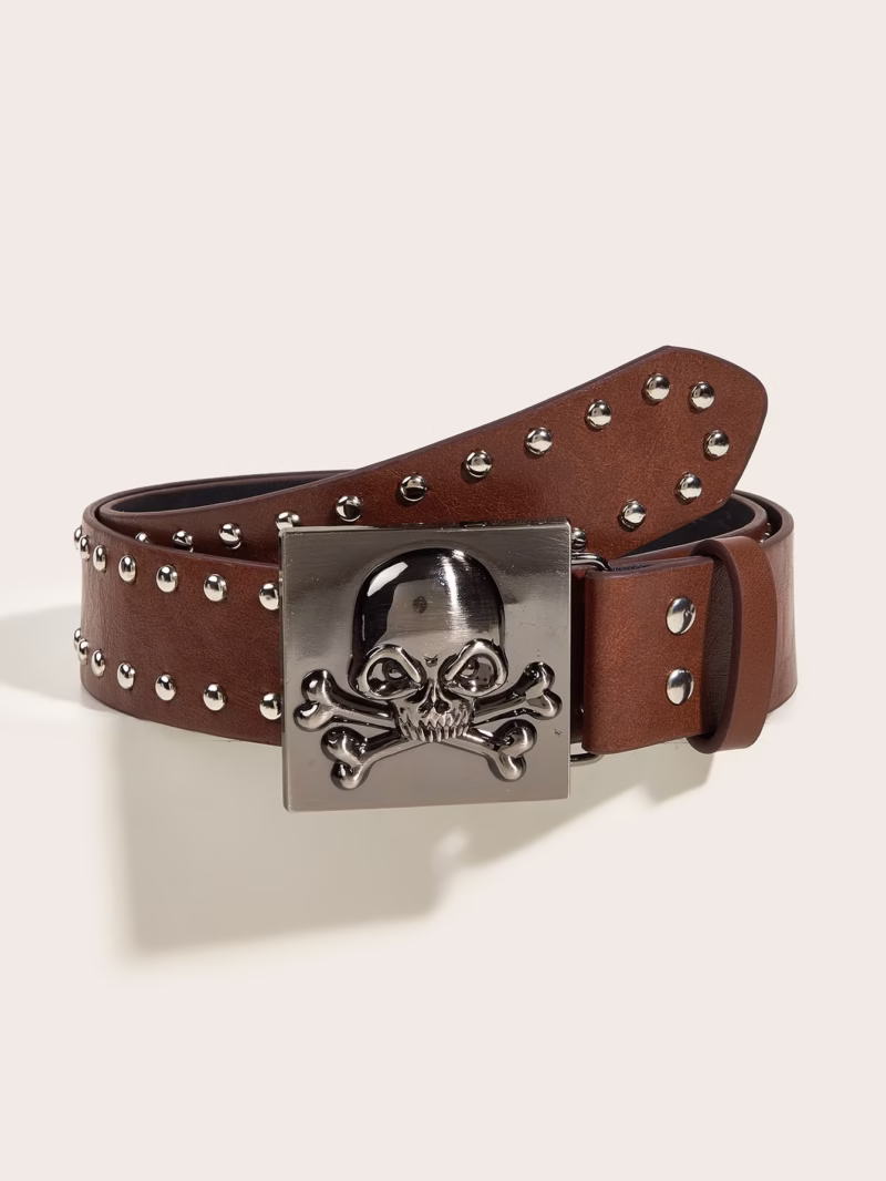 New trend belt personality skull youth belt punk willow nail buckle casual pants belt spot wholesale - Image 8