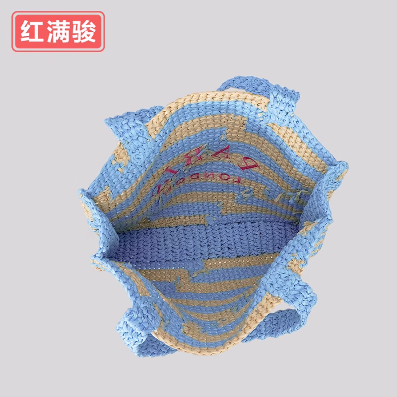 Hand-embroidered letter woven bag women's niche color contrast paper shoulder bag hand-carrying summer seaside vacation handbag - Image 3